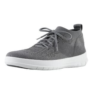 FitFlop Uberknit Slip-On High Top Sneaker Charcoal/Metallic Pewter Womens US 6.5